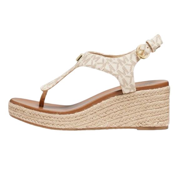 Michael Kors Women's Laney Thong Espadrille Wedge Sandals Cream Size 7 1/2 - Picture 2 of 3